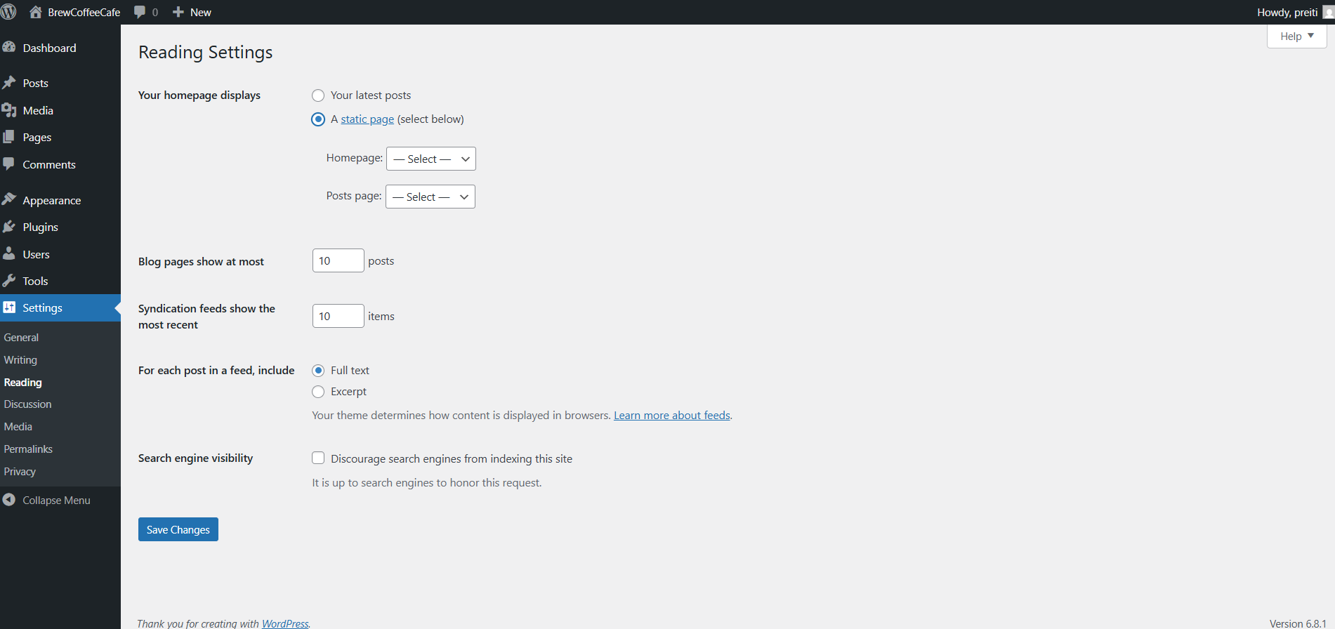 Static Homepage