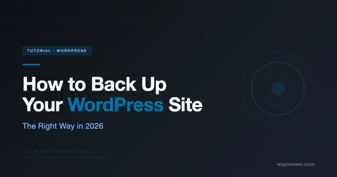 Editorial illustration for WordPress backup tutorial on wppioneer