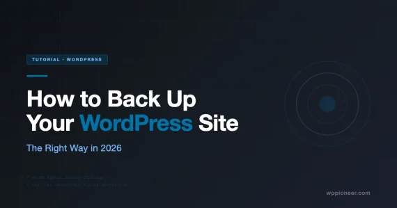 Editorial illustration for WordPress backup tutorial on wppioneer