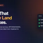 Dark editorial illustration titled Emails That Actually Land In Inboxes with SPF DKIM DMARC chips and inbox preview showing three delivered messages