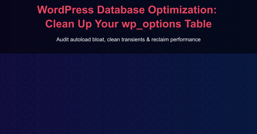 WordPress Database Optimization: Clean Up Your wp_options Table - Audit autoload bloat, clean transients & reclaim performance