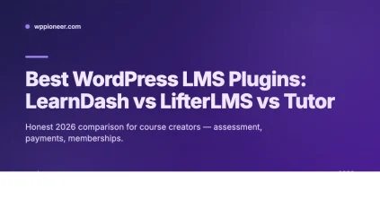 Banner comparing best WordPress LMS plugins LearnDash LifterLMS Tutor