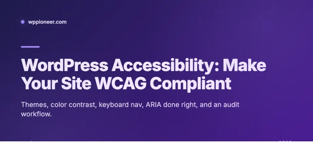 Banner for making WordPress site WCAG compliant