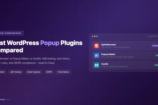 Comparison of WordPress popup plugins: OptinMonster, Popup Maker, and Hustle