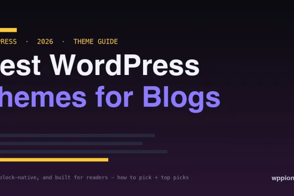 Best WordPress themes for blogs in 2026 - bold theme guide title on a dark background