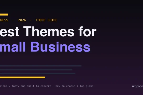Best WordPress themes for small business in 2026 - bold theme guide title on a dark background